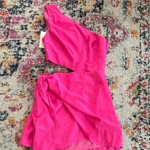 One Shoulder Pink Dress